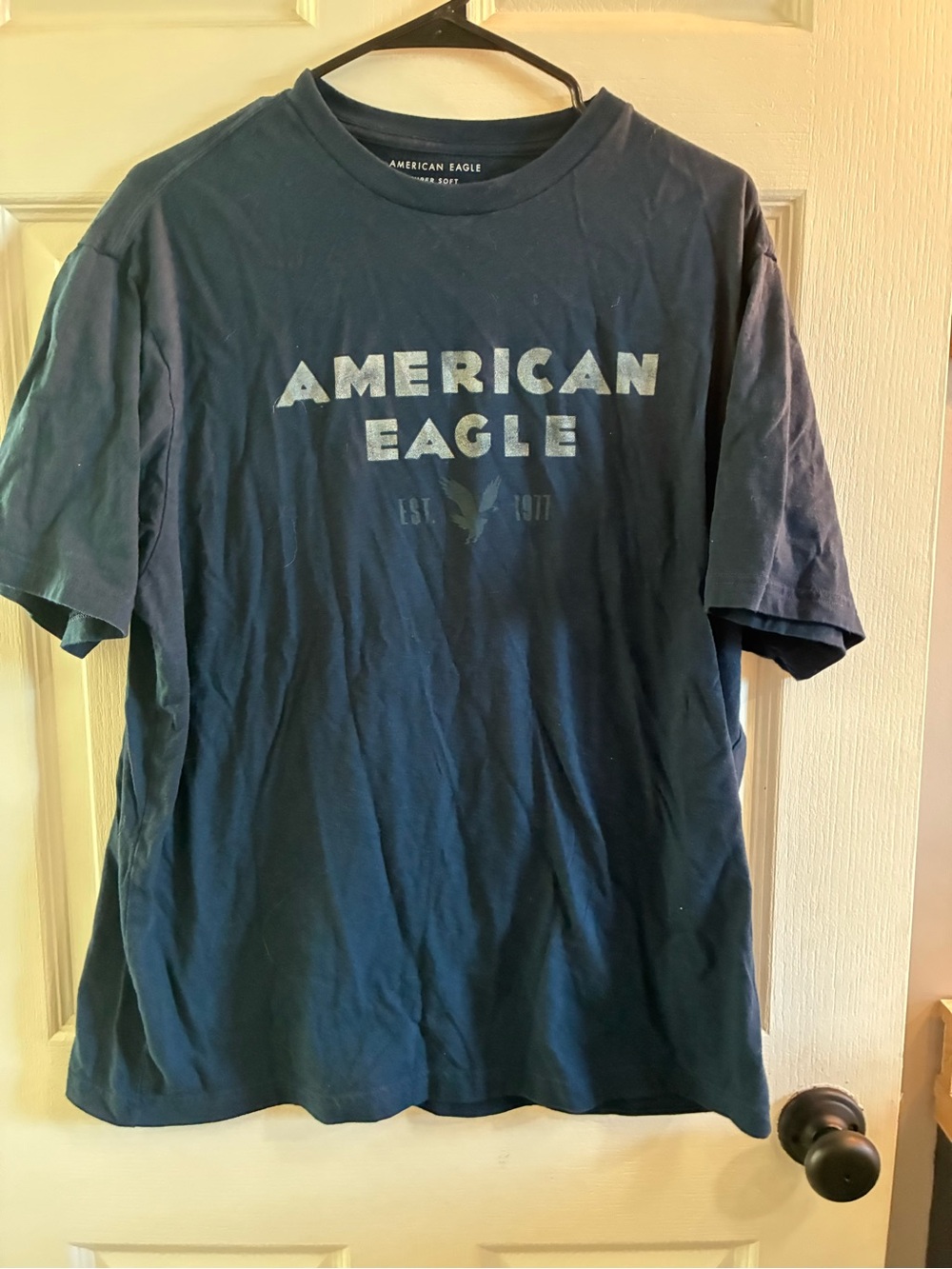 American Eagle Super Soft Logo Graphic T-Shirt Men's XL Navy Blue